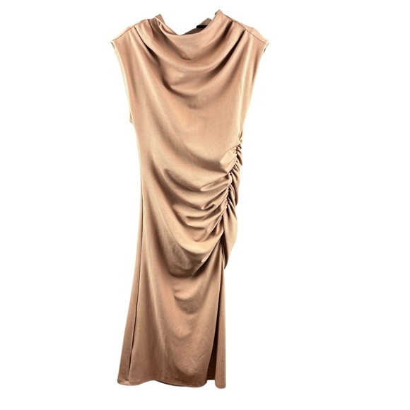 NWT Anthropologie The Maya Ruched Cowl-Neck Dress - Medium Petite - Picture 2 of 13